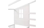 Cama de madera en forma de L de tamaño doble para 2 niños, diván de esquina en forma de L con valla y marco de listones para dormitorio