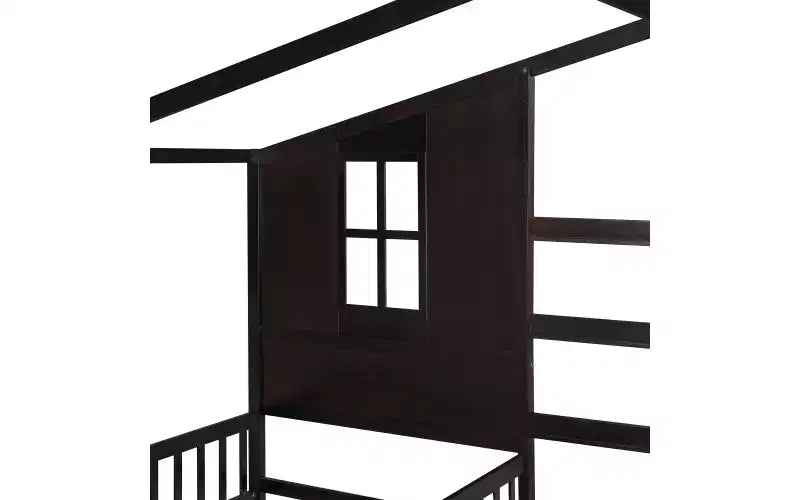 Cama de madera en forma de L de tamaño doble para 2 niños, diván de esquina en forma de L con valla y marco de listones para dormitorio