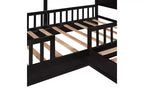 Cama de madera en forma de L de tamaño doble para 2 niños, diván de esquina en forma de L con valla y marco de listones para dormitorio