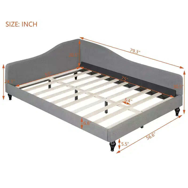 Sofá cama tapizado en forma de L doble/matrimonial, estructura de sofá cama esquinero de lino con patas de madera maciza para sala de estar