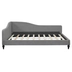 Sofá cama tapizado en forma de L doble/matrimonial, estructura de sofá cama esquinero de lino con patas de madera maciza para sala de estar