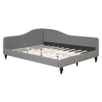 Sofá cama tapizado en forma de L doble/matrimonial, estructura de sofá cama esquinero de lino con patas de madera maciza para sala de estar