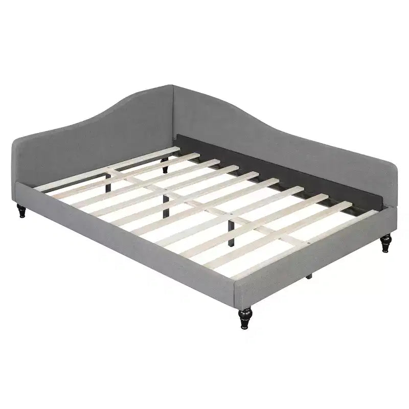 Sofá cama tapizado en forma de L doble/matrimonial, estructura de sofá cama esquinero de lino con patas de madera maciza para sala de estar