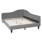 Sofá cama tapizado en forma de L doble/matrimonial, estructura de sofá cama esquinero de lino con patas de madera maciza para sala de estar