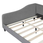Sofá cama tapizado en forma de L doble/matrimonial, estructura de sofá cama esquinero de lino con patas de madera maciza para sala de estar