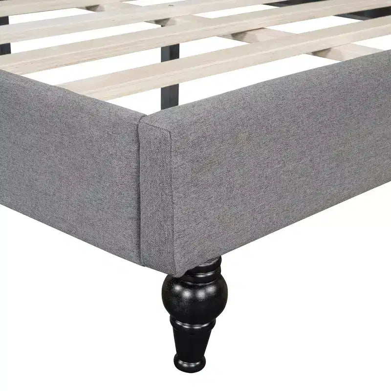Sofá cama tapizado en forma de L doble/matrimonial, estructura de sofá cama esquinero de lino con patas de madera maciza para sala de estar