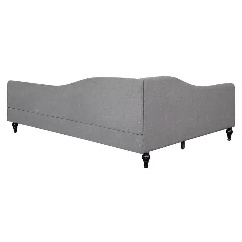 Sofá cama tapizado en forma de L doble/matrimonial, estructura de sofá cama esquinero de lino con patas de madera maciza para sala de estar