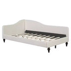 Sofá cama tapizado en forma de L doble/matrimonial, estructura de sofá cama esquinero de lino con patas de madera maciza para sala de estar