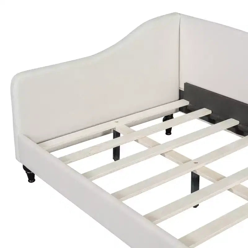 Sofá cama tapizado en forma de L doble/matrimonial, estructura de sofá cama esquinero de lino con patas de madera maciza para sala de estar