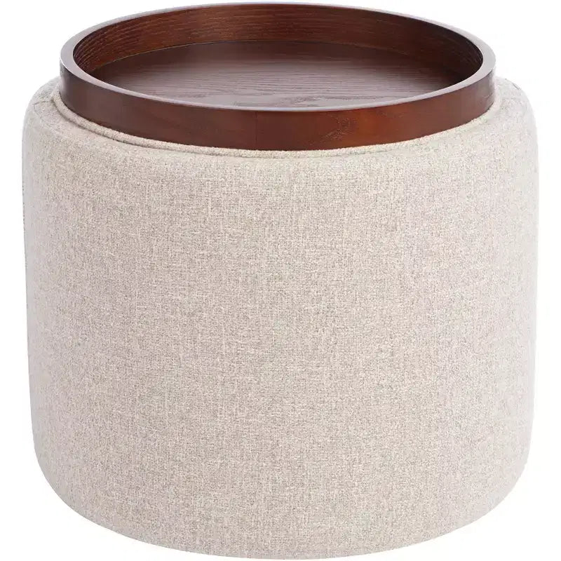 Puf de Almacenamiento Redondo de 45,72 cm de Alto con Bandeja Reversible