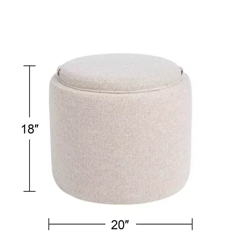 Puf de Almacenamiento Redondo de 45,72 cm de Alto con Bandeja Reversible