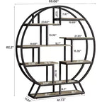 Estantería industrial de madera de 63" con estantes escalonados, estante de exhibición para oficina en casa y sala de estar, gris