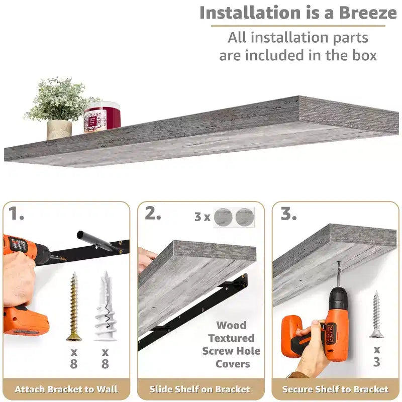 Paquete de 3 estantes flotantes de pared de 5" para baño, dormitorio, cocina y sala de estar