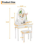 Tocador con espejo de maquillaje con luz LED, que incluye un taburete acolchado, 3 modos de iluminación y 3 cajones de almacenamiento, perfecto para el dormitorio.