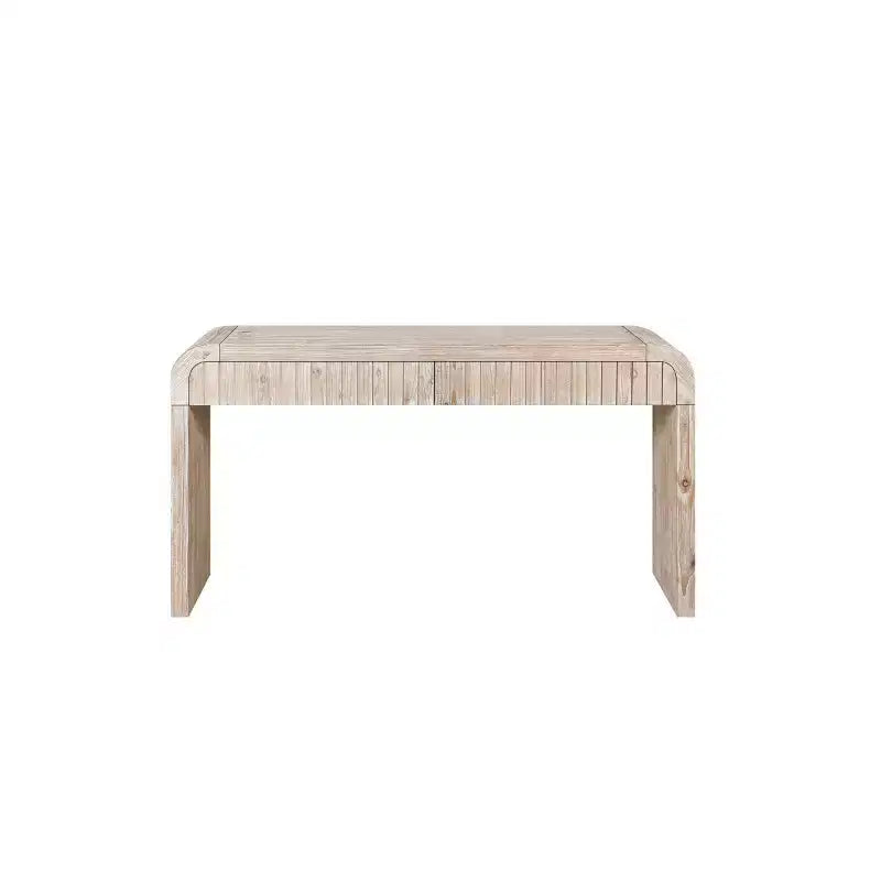 Mesa consola de entrada vintage de 59" con cajones, tiradores ocultos y diseño curvo para sala de estar