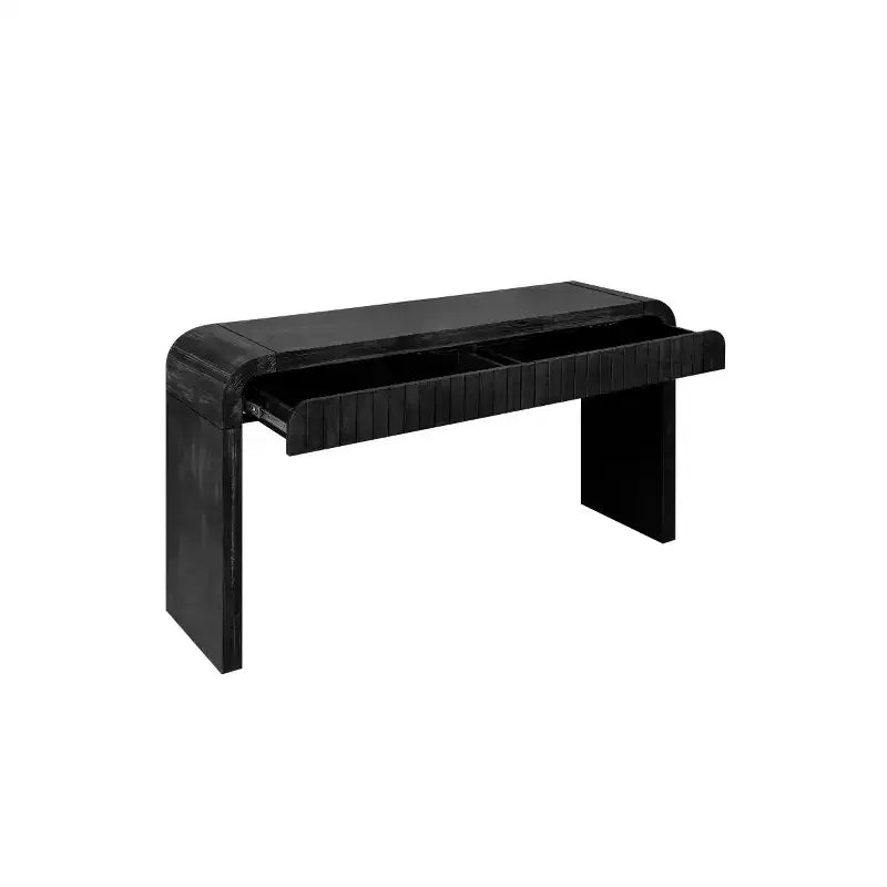 Mesa consola de entrada vintage de 59" con cajones, tiradores ocultos y diseño curvo para sala de estar