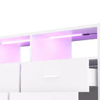 Cómoda para dormitorio con luces LED y tomas de corriente, mueble de TV con 4 cajones