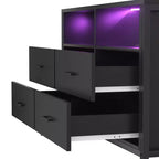 Cómoda para dormitorio con luces LED y tomas de corriente, mueble de TV con 4 cajones