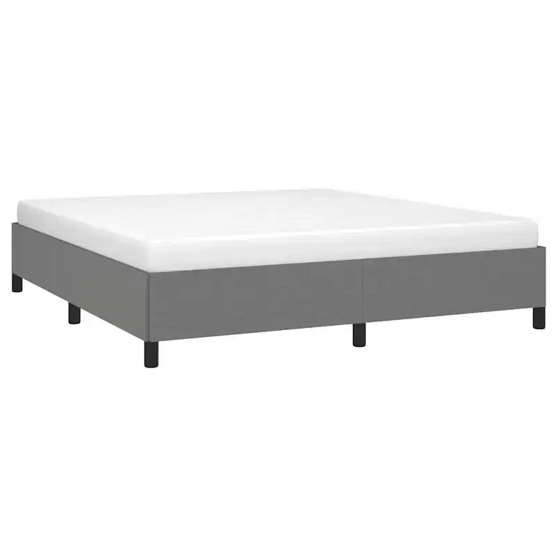 Marco de cama de tela de poliéster gris oscuro, madera contrachapada, madera de ingeniería King
