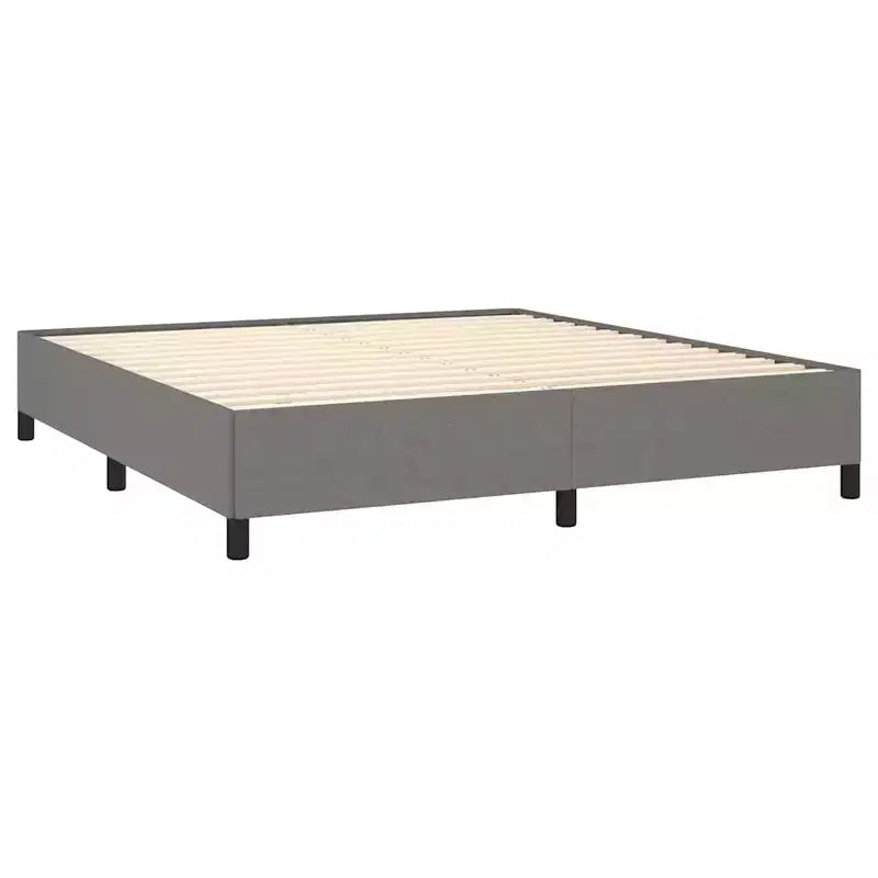 Marco de cama de tela de poliéster gris oscuro, madera contrachapada, madera de ingeniería King