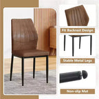 Juego de 4 sillas de comedor de polipiel con patas metálicas y asiento acolchado, marrón