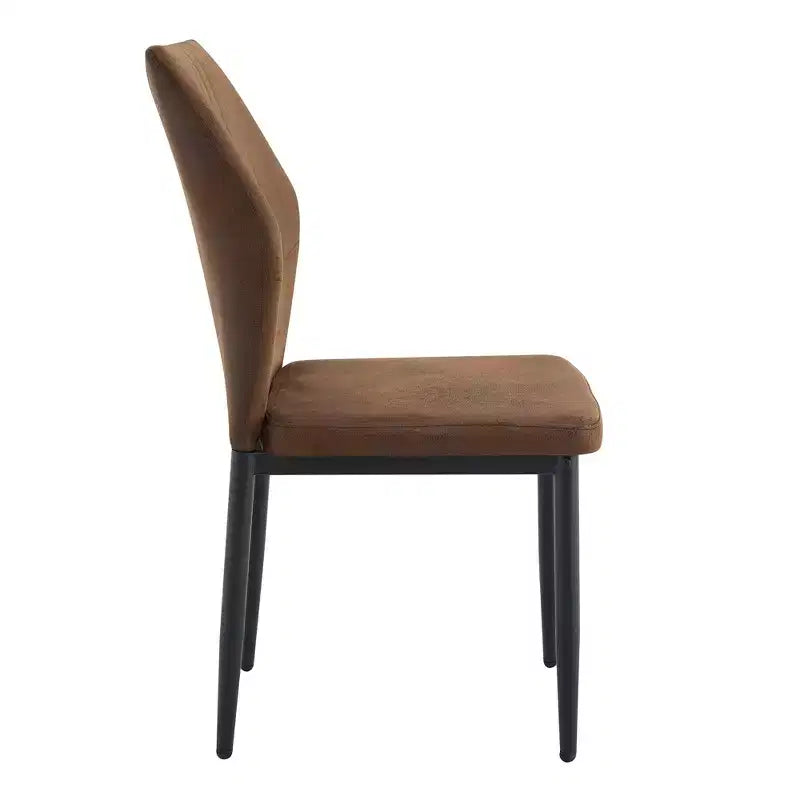Juego de 4 sillas de comedor de polipiel con patas metálicas y asiento acolchado, marrón