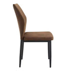 Juego de 4 sillas de comedor de polipiel con patas metálicas y asiento acolchado, marrón