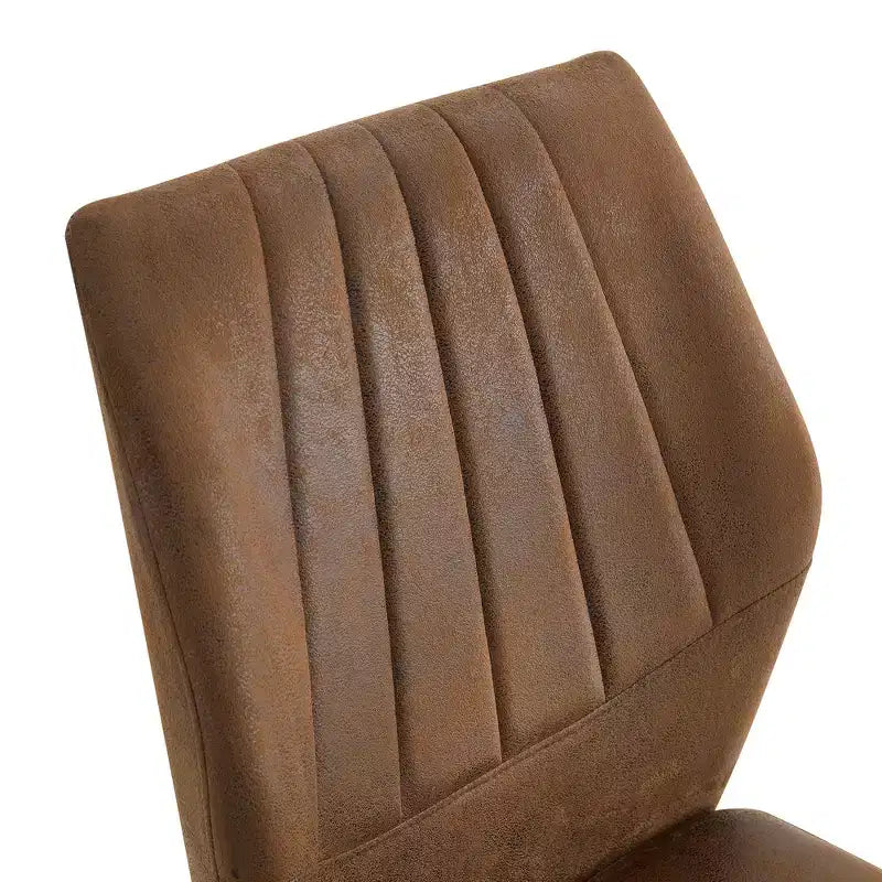 Juego de 4 sillas de comedor de polipiel con patas metálicas y asiento acolchado, marrón