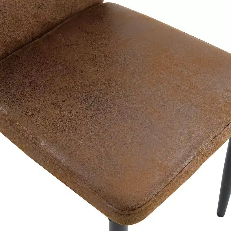 Juego de 4 sillas de comedor de polipiel con patas metálicas y asiento acolchado, marrón