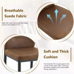 Juego de 4 sillas de comedor de polipiel con patas metálicas y asiento acolchado, marrón