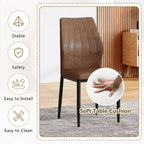 Juego de 4 sillas de comedor de polipiel con patas metálicas y asiento acolchado, marrón