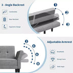 Sofá Cama Futón con Respaldo y Apoyabrazos Ajustables, Sofá Cama Convertible para Sala de Estar y Dormitorio