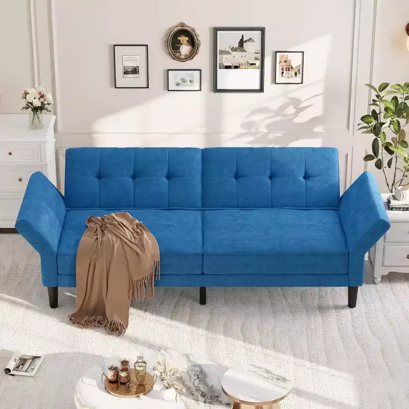 Sofá Cama Futón con Respaldo y Apoyabrazos Ajustables, Sofá Cama Convertible para Sala de Estar y Dormitorio