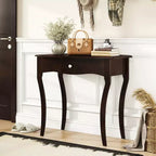 Mesa consola con cajón, estructura de madera maciza y rieles metálicos para el cajón, para recibidor