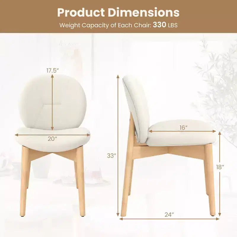 Juego de 2 sillas de comedor de madera, tapizadas en bouclé suave con asiento curvo