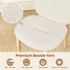 Juego de 2 sillas de comedor de madera, tapizadas en bouclé suave con asiento curvo