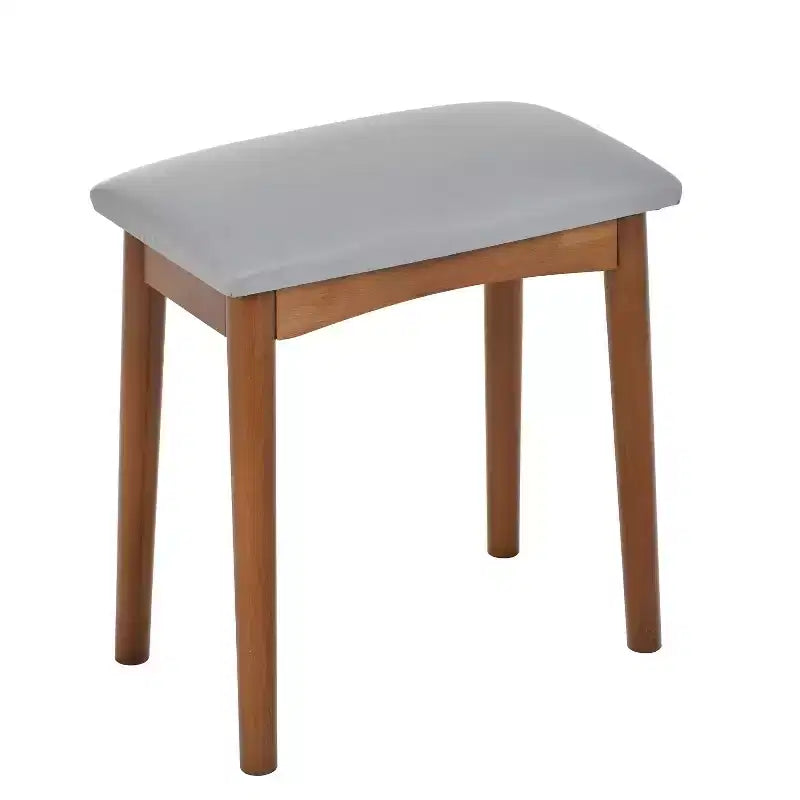 Tocador de esquina con espejo, juego moderno de tocador de maquillaje con taburete y gabinete, mesa de tocador de madera con cajones para dormitorio y baño