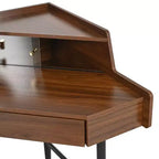 Tocador de esquina con espejo, juego moderno de tocador de maquillaje con taburete y gabinete, mesa de tocador de madera con cajones para dormitorio y baño