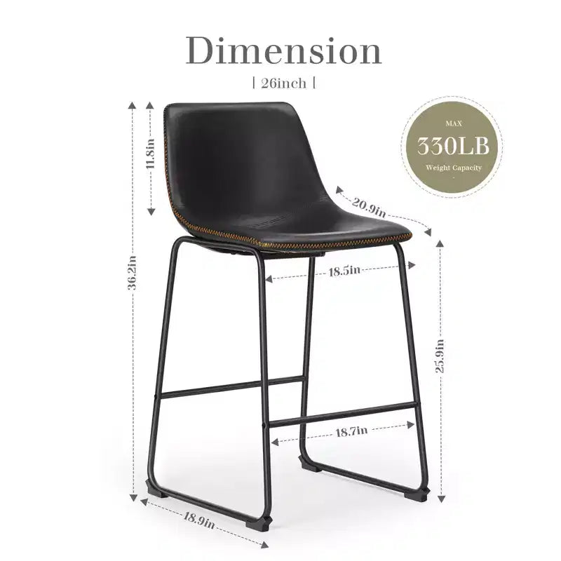 Juego de 2 taburetes de bar de mediados de siglo, 91.9 cm de altura, de cuero sintético con reposapiés para barra de casa y cocina