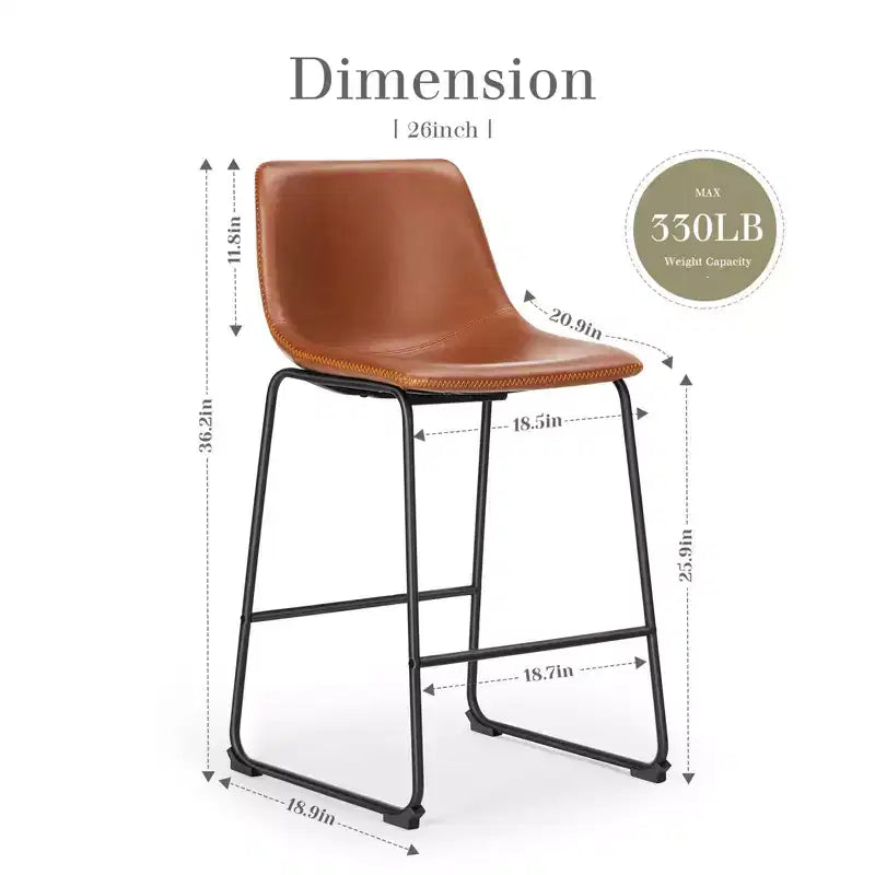 Juego de 2 taburetes de bar de mediados de siglo, 91.9 cm de altura, de cuero sintético con reposapiés para barra de casa y cocina