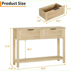 Mesa consola de entrada rústica de 43 pulgadas con 2 cajones y almacenamiento de 2 niveles para sala de estar, recibidor (color madera natural)
