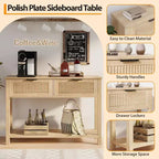 Mesa consola de entrada rústica de 43 pulgadas con 2 cajones y almacenamiento de 2 niveles para sala de estar, recibidor (color madera natural)
