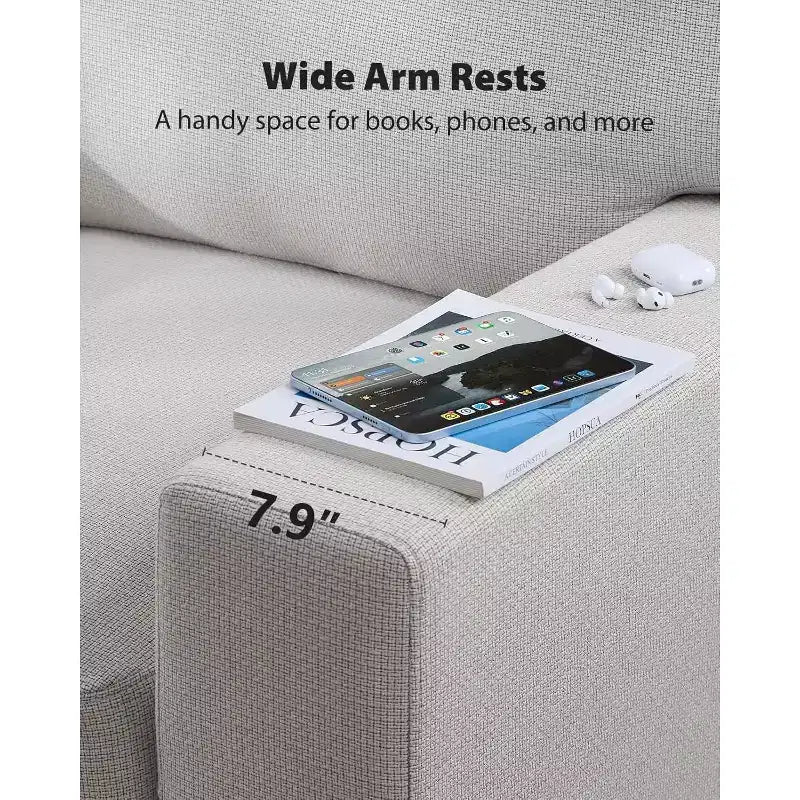 89 Sofá Cómodo de 3 Plazas, Sofá de 3 Plazas para Sala de Estar, Confortable con Cojín Engrosado, Fundas Removibles y Lavables, Sofás de Lino-Algodón, Gris