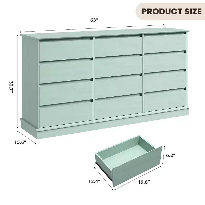 Cómoda de 5 a 12 cajones para dormitorio, cómoda doble grande con cajones profundos y parte superior ancha, cómoda de madera alta para sala de estar, pasillo, habitación de niños