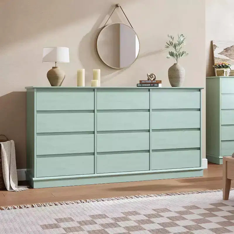 Cómoda de 5 a 12 cajones para dormitorio, cómoda doble grande con cajones profundos y parte superior ancha, cómoda de madera alta para sala de estar, pasillo, habitación de niños