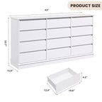 Cómoda de 5 a 12 cajones para dormitorio, cómoda doble grande con cajones profundos y parte superior ancha, cómoda de madera alta para sala de estar, pasillo, habitación de niños