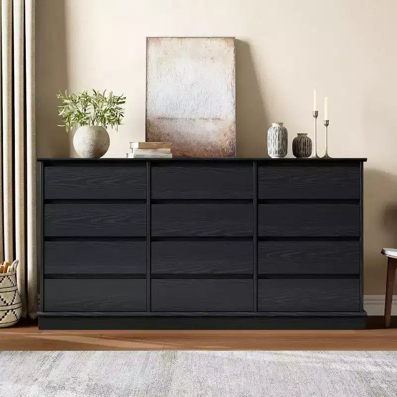 Cómoda de 5 a 12 cajones para dormitorio, cómoda doble grande con cajones profundos y parte superior ancha, cómoda de madera alta para sala de estar, pasillo, habitación de niños
