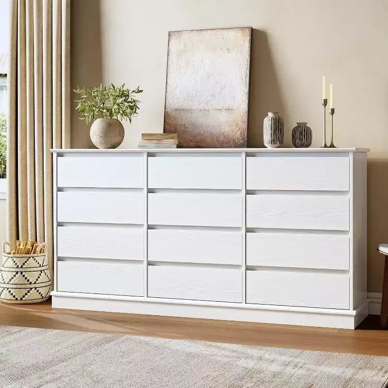 Cómoda de 5 a 12 cajones para dormitorio, cómoda doble grande con cajones profundos y parte superior ancha, cómoda de madera alta para sala de estar, pasillo, habitación de niños