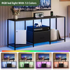 Mueble de TV de Metal y Tela con Estantes Abiertos y Cajón, Centro de Entretenimiento Moderno