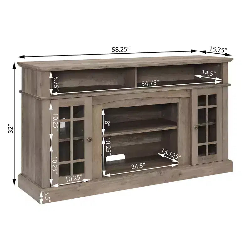 Mueble de TV de 58.25 pulgadas para televisores de hasta 65 pulgadas, centro de entretenimiento en casa con amplio almacenamiento, gestión de cables, acabado clásico espresso